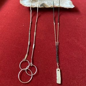 NWOT 2 Geometric necklaces 8-10” silver/black